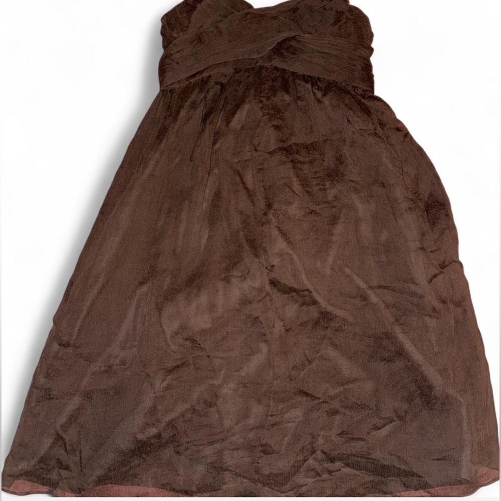 J. Crew Brown Silk Blend Strapless Mini Dress Size 0 Petite